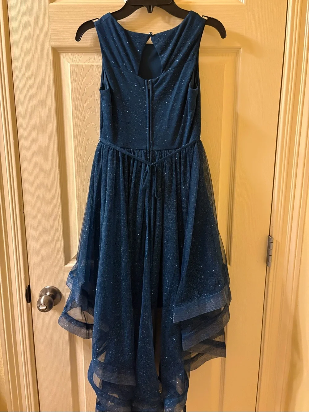Xtraordinary Sparkle Teal Blue Party Dress with Rhinestone Waist